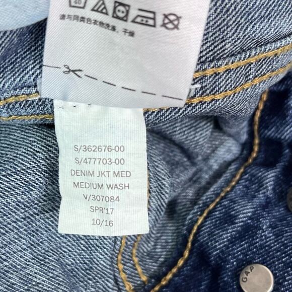 Gap Jacket Kids Medium Blue Denim Jean Front Pocket Button Up - Picture 6 of 10